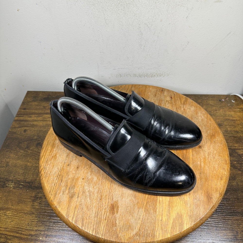 Salvatore Ferragamo Notte Black Patent Leather Loafers Dress Shoes Mens 8.5D
